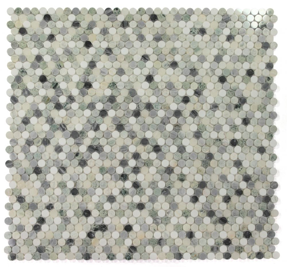 NB3933 Grassland Penny Round Marble Mosaic 9 sheets together