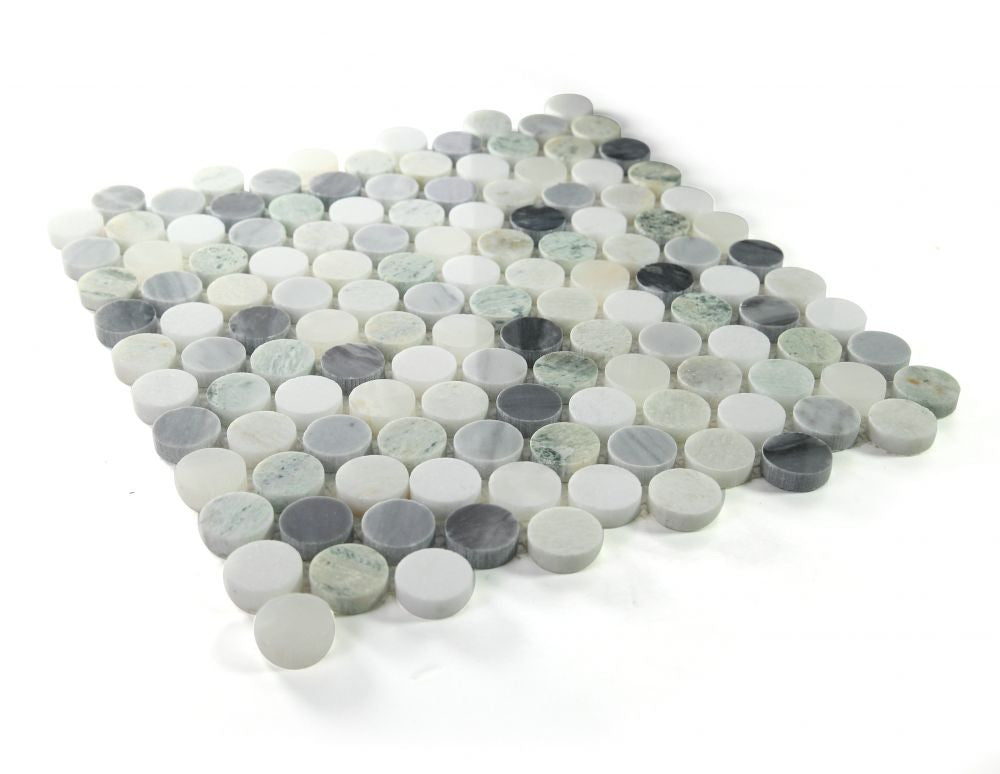 NB3933 Grassland Penny Round Marble Mosaic Angle View