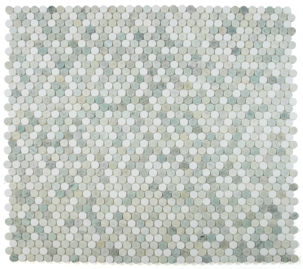 NB3934 Green Penny Round Marble Mosaic 9 sheets together