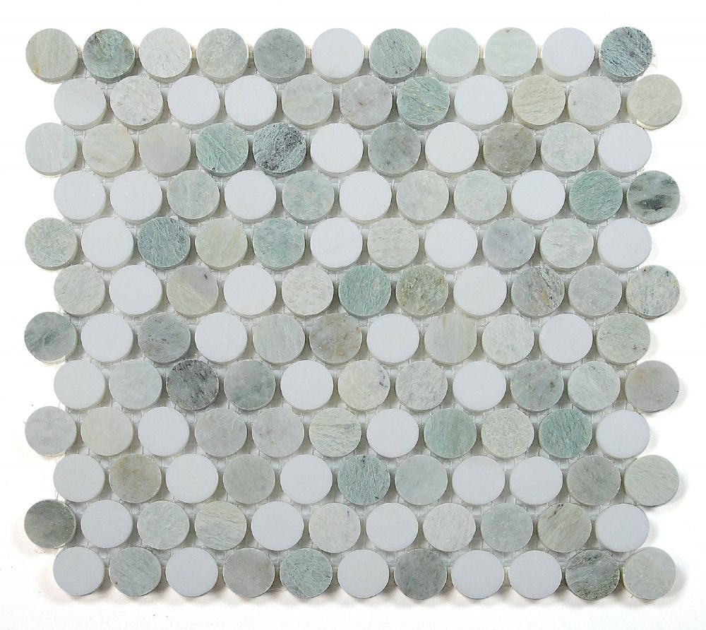 NB3934 Green Penny Round Marble Mosaic