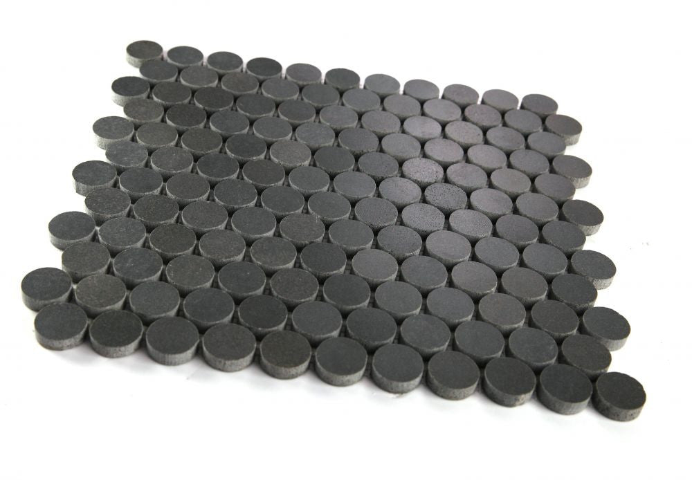NB3985 Basalt Penny Round Marble Mosaic Tile Angle View