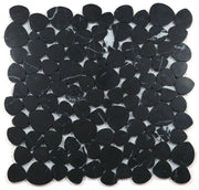 NB4034 Sliced Pebble Marquina Honed Marble Mosaic