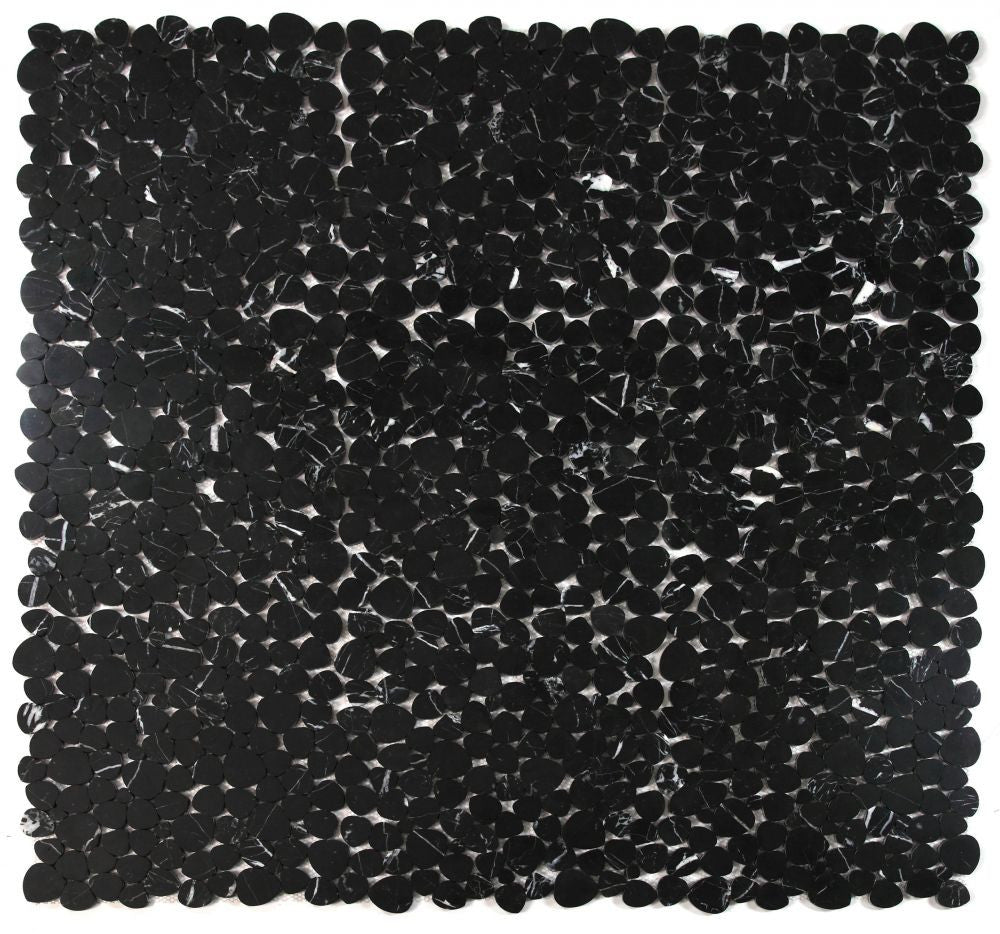 NB4034 Sliced Pebble Marquina Honed Marble Mosaic 9 sheets together