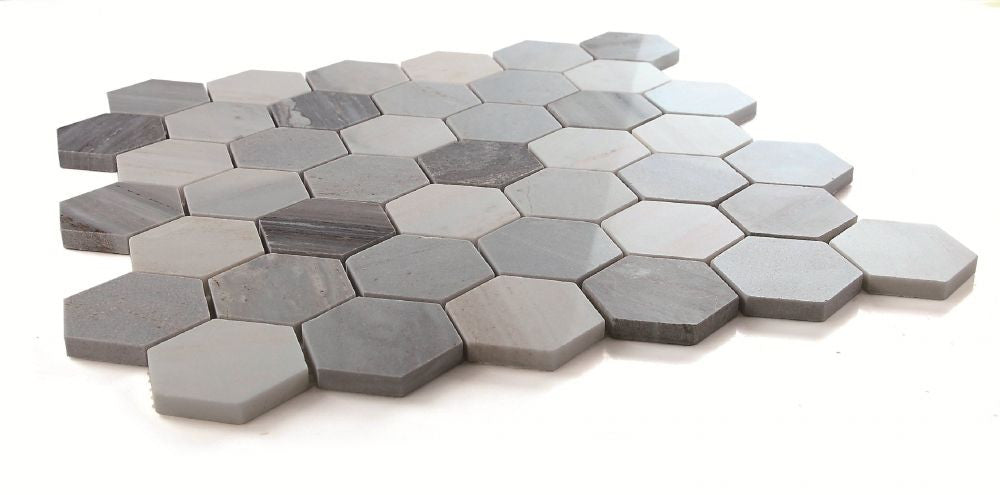 NB4098 Italian Blue 2 x 2 Hexagon Marble Mosaic at BELK Tile Angle View