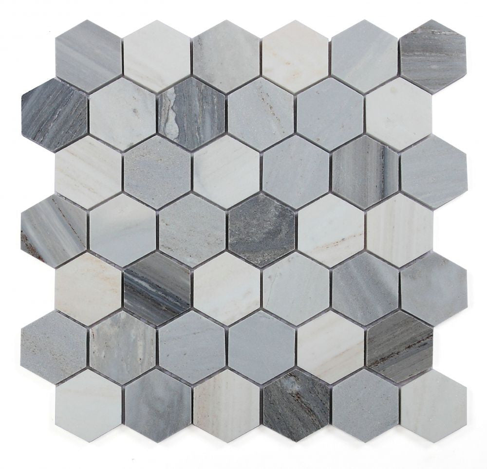 NB4098 Italian Blue 2 x 2 Hexagon Marble Mosaic at BELK Tile