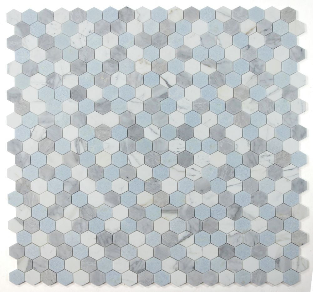 NB4101 Livid 2 x 2 Hexagon Marble Mosaic at BELK Tile 9 sheets together