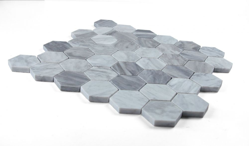 NB4102 Italian Grey 2 x 2 Honed Marble Mosaic Angle View