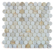 NB4117  Calacatta Hone Penny Round Marble Mosaic