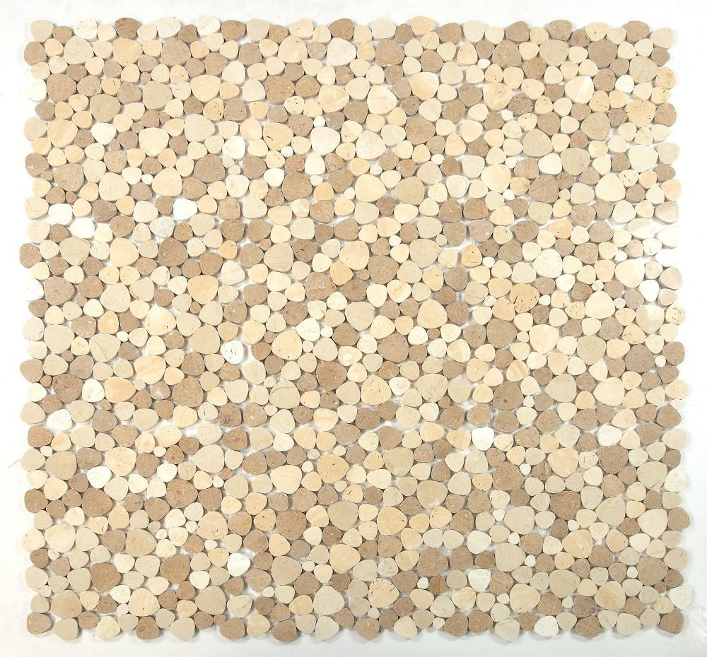 NB4118 Sliced Pebble Mix Brown Marble Mosaic Tile 9 sheets together