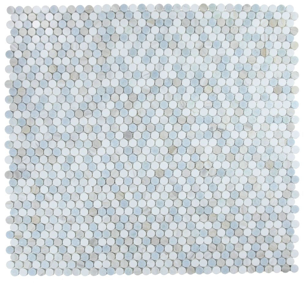 NB4221 Sky Penny Round Marble Mosaic at BELK Tile 9 sheets together