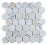 NB4231 Large Penny Round Calacatta Polished Marble Mosaic