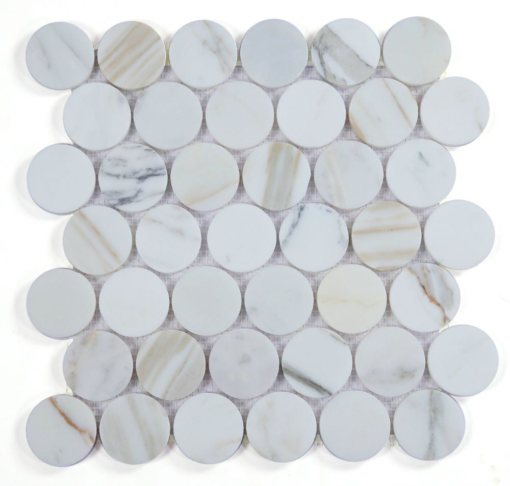 NB4231 Large Penny Round Calacatta Polished Marble Mosaic