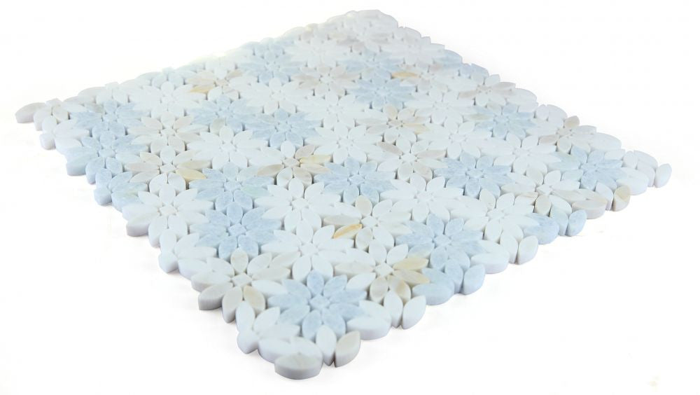 NB4262 Wild Flower Marina Marble Mosaic Tile Angle View