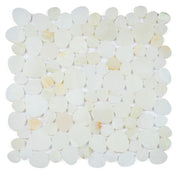 NB4271 Sliced Pebble Onyx White Honed Marble Mosaic