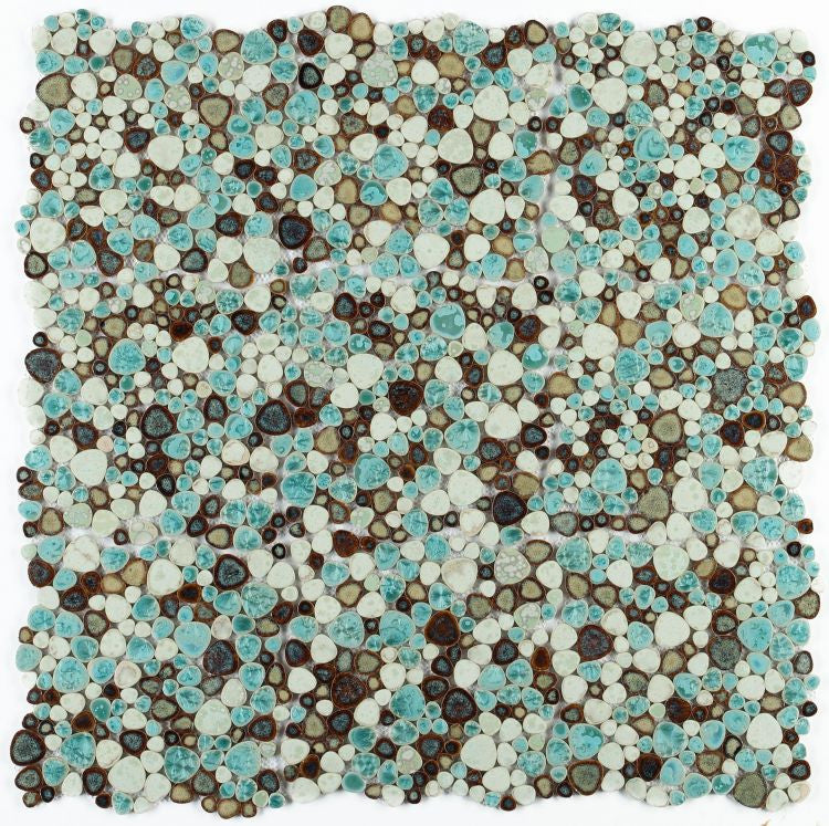 NB430 Grass Pebble Mosaic Tile 9 sheet together