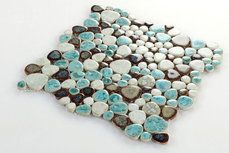 NB430 Grass Pebble Mosaic Tile Angle View