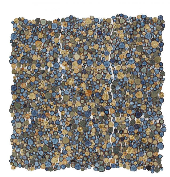 NB433 Olive Pebble Mosaic Tile 9 sheets together