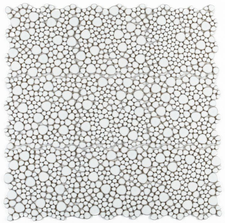 NB439 Fancy White Pebble Mosaic Tile 9 sheets together