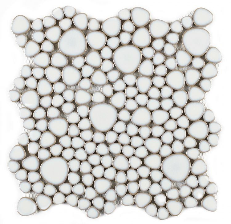 NB439 Fancy White Pebble Mosaic Tile