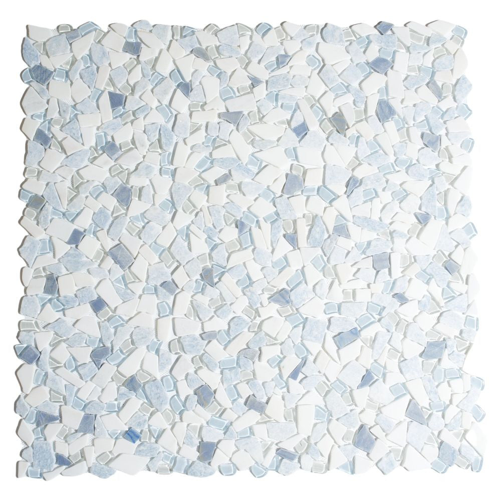 NB4421 Broken Pebble Royal Sapphire glass and stone mosaic 9 sheets together