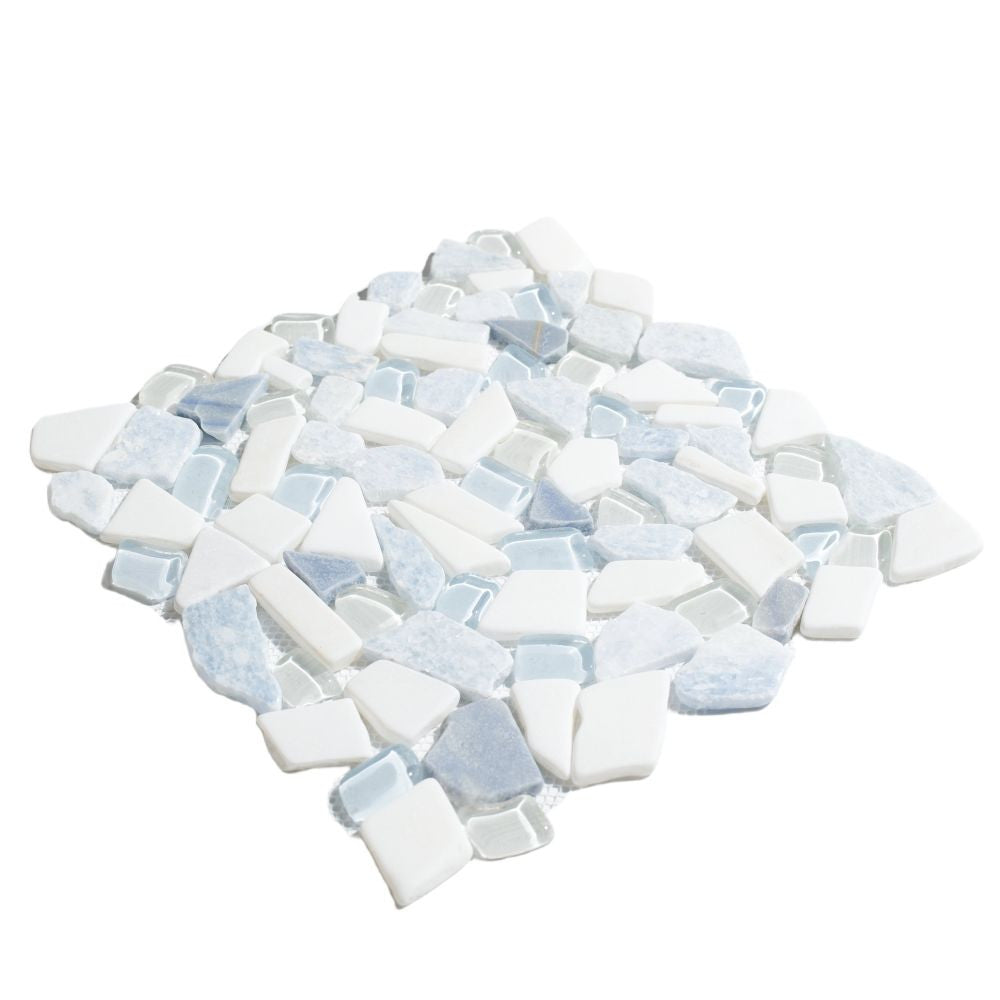NB4421 Broken Pebble Royal Sapphire glass and stone mosaic Angle View