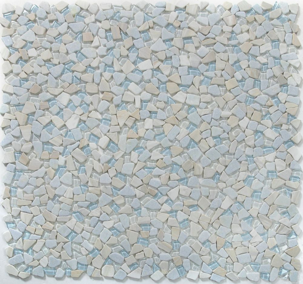 NB4423 Broken Pebble Marina Glass and Stone Mosaic 9 sheets together