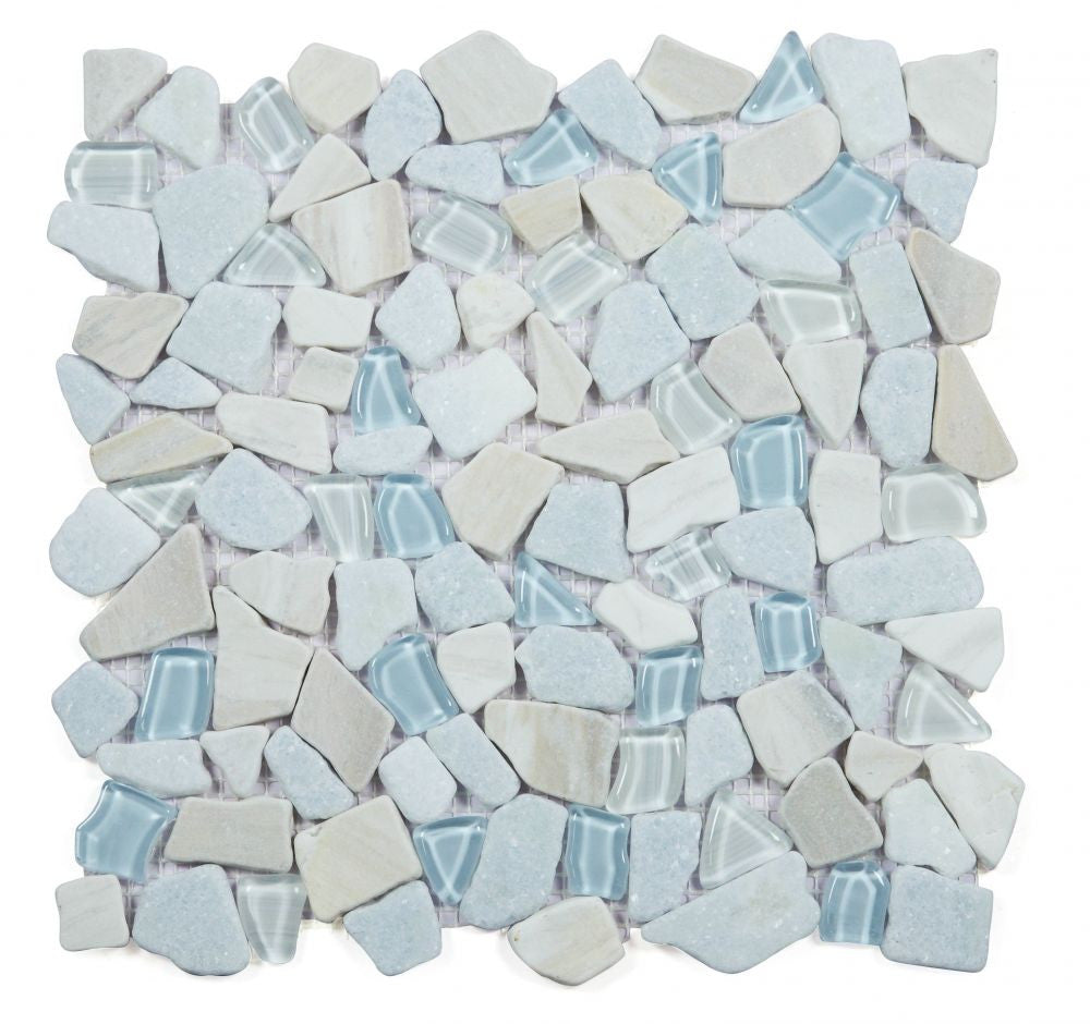 NB4423 Broken Pebble Marina Glass and Stone Mosaic