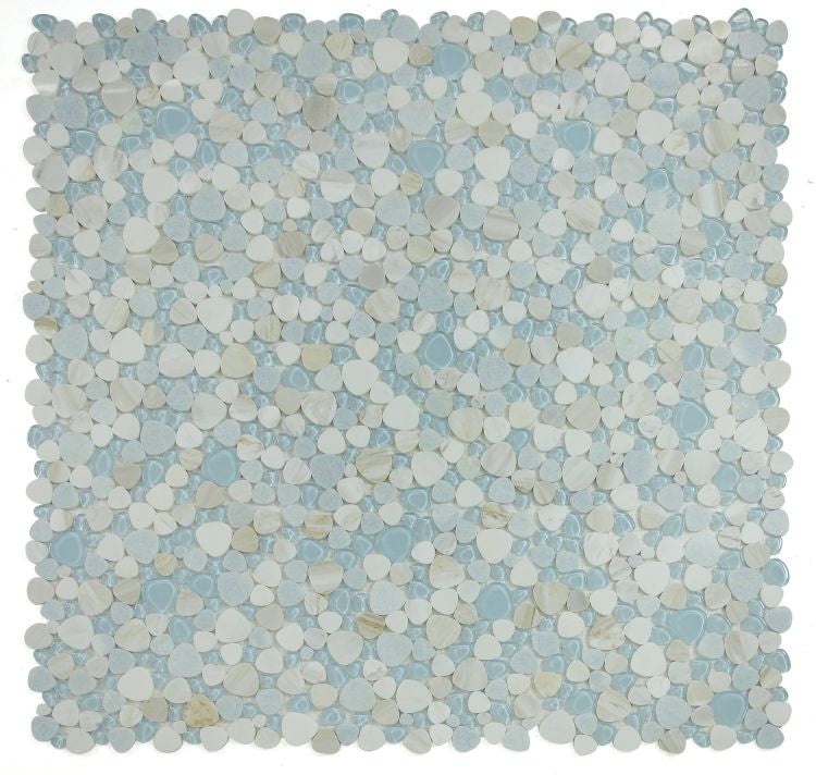 NB4424 Sky Glass and Stone Mosaic Pebble Tile 9 sheets together