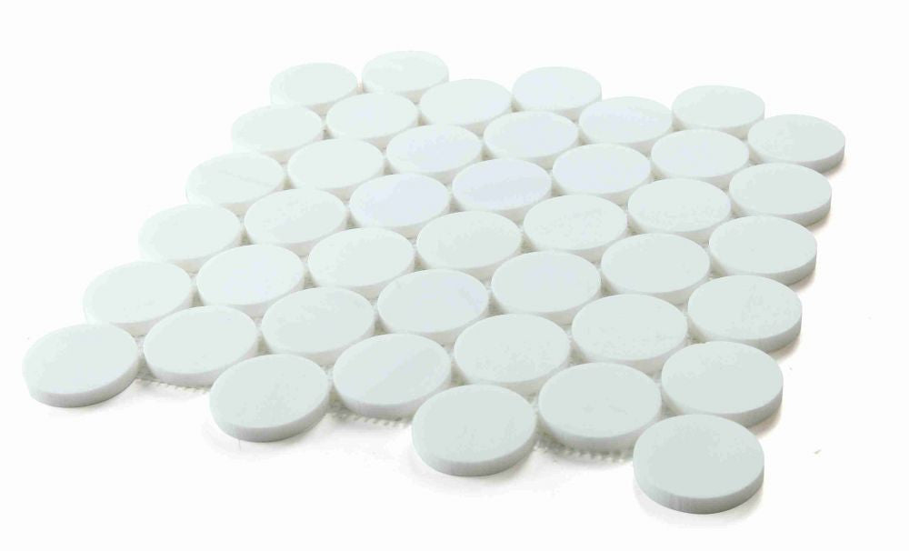NB4443 Large Penny Round Dolomite Homed Marble Mosaic Angle View