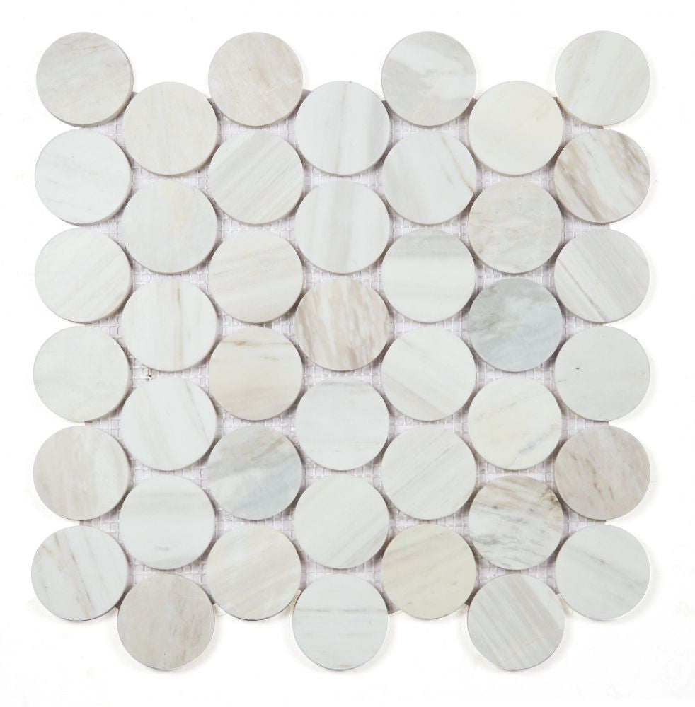 NB4444 Large Penny Round Eura Wood Honed Marble Mosaic