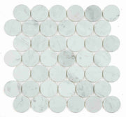 NB4445 Large Penny Round Carrara Honed Marble Mosaic