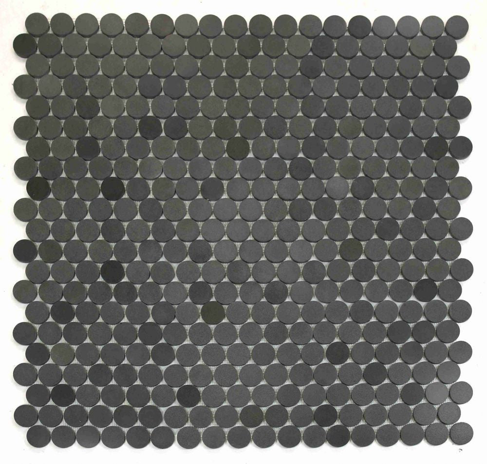 NB4446 Large Penny Round Basalt Honed Marble Mosaic 9 sheets together