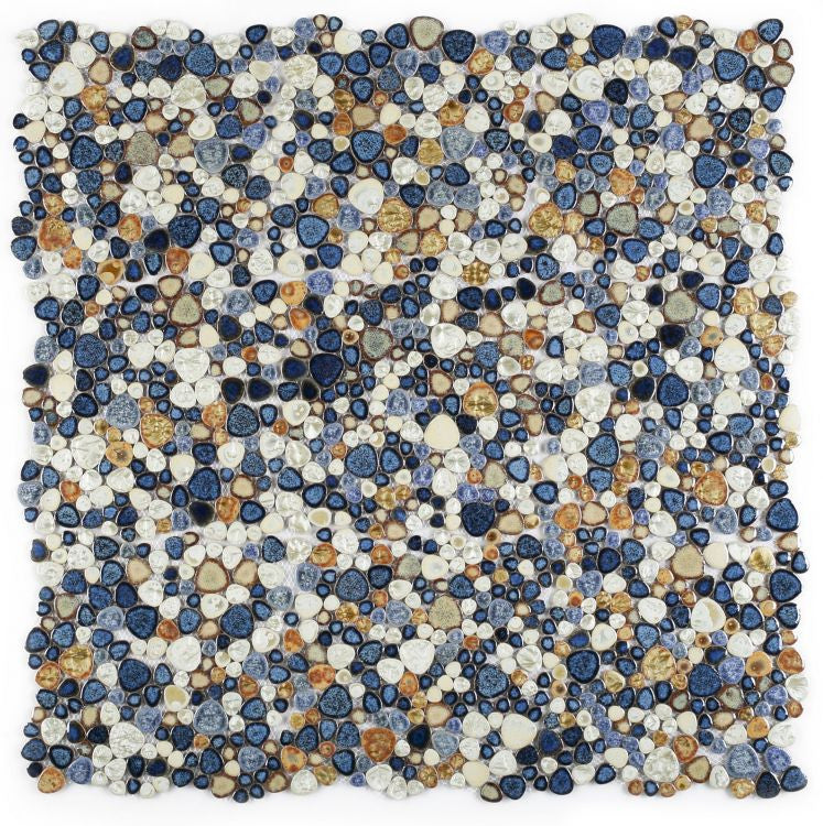 NB452 Blue Pebble Mosaic Tile 9 sheets together