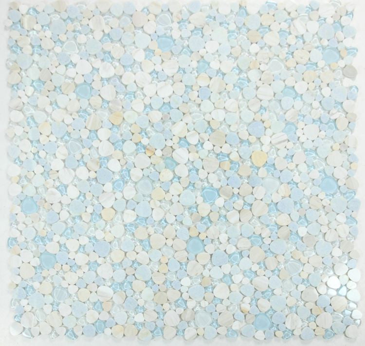 NB4633 Marina Glass and Stone Pebble Mosaic Tile 9 sheet together