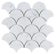 NB545 Fish Scale Carrara Polished Marble Mosaic