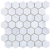 NB603 Carrara Polished 2 x 2 Hexagon Marble Mosaic at BELK Tile