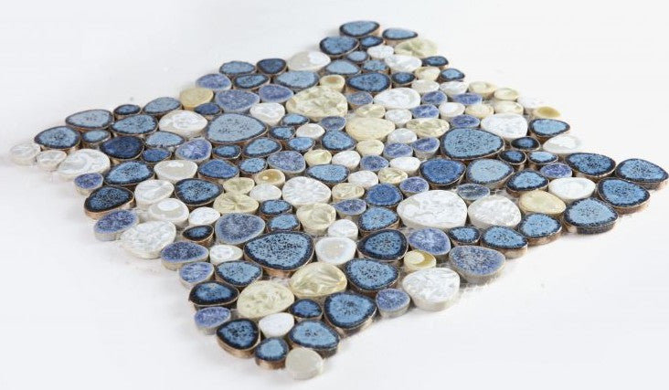 NB604 Ocean Pebble Mosaic Tile Angle View