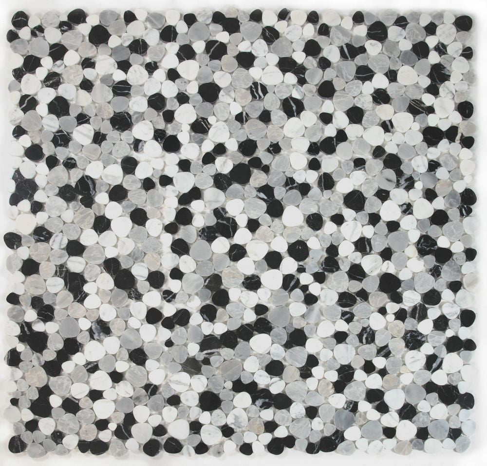 NB684  Sliced Pebble Moonlight Marble Mosaic Tile 9 sheets together