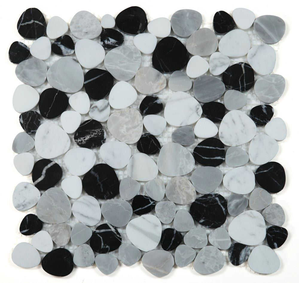 NB684  Sliced Pebble Moonlight Marble Mosaic Tile
