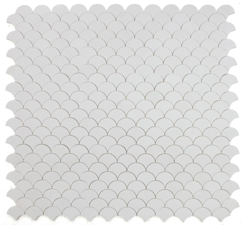 NB686 Fish Scale thassos White Marble Mosaic 9 sheets together