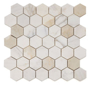 NB829 Calacatta Gold Honed 2 x 2 hexagon Marble Mosaic at BELK Tile