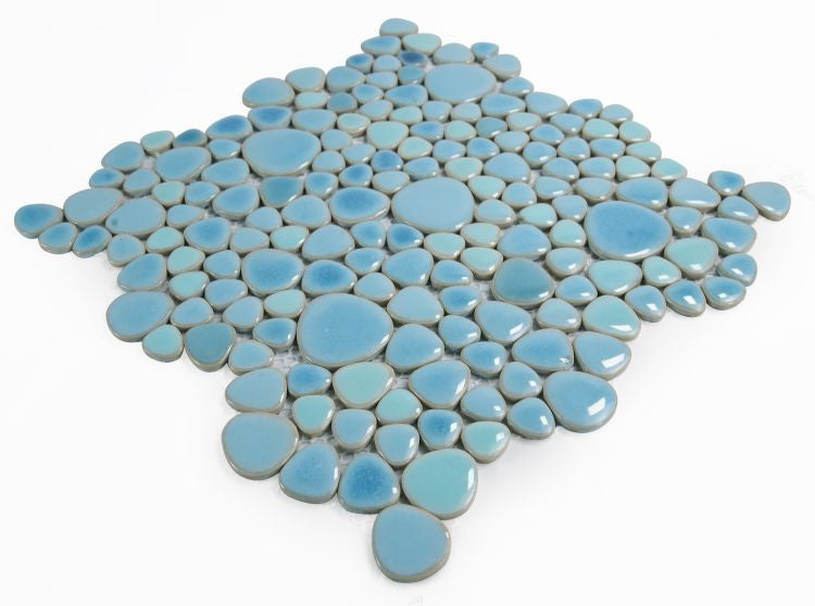 NB894 Jewel Blue Pebble Mosaic Tile angle view