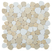 NB963 Sliced Pebble Marfil Marble Mosaic Tile
