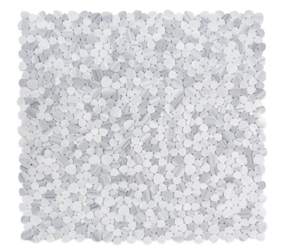NB973 Sliced Pebble Marmala White Marble Mosaic Tile 9 sheets together