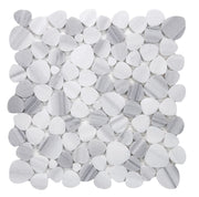 NB973 Sliced Pebble Marmala White Marble Mosaic Tile