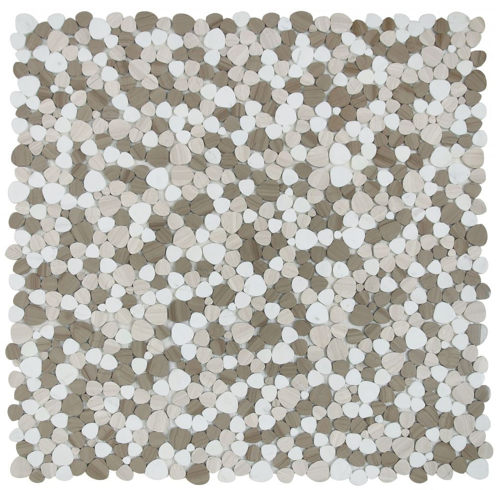 NB988 Sliced Pebble Smoke Marble Mosaic Tile 9 sheets together