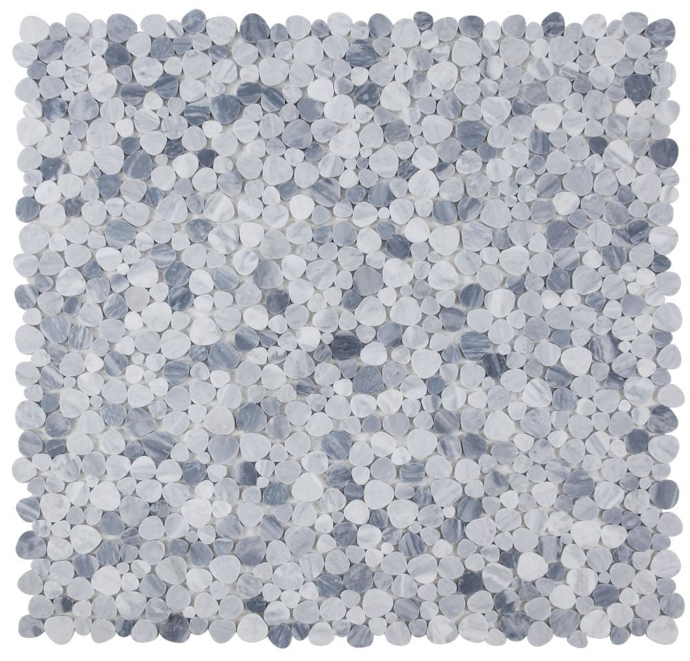 NBO1002 Sliced Pebble Mixed Grey Marble Mosaic Tile 9 sheets together