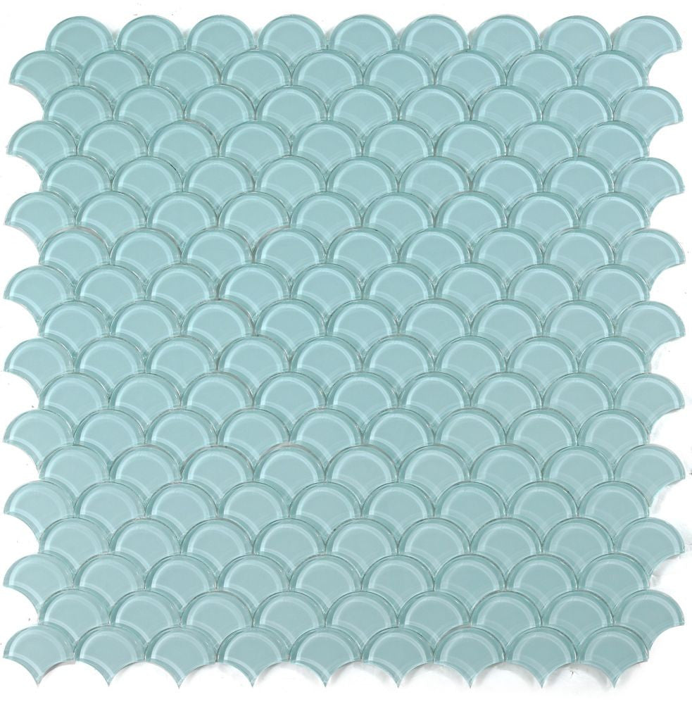 NBO1057 Fish Scale Mint Glass Mosaic Tile 9 sheets together