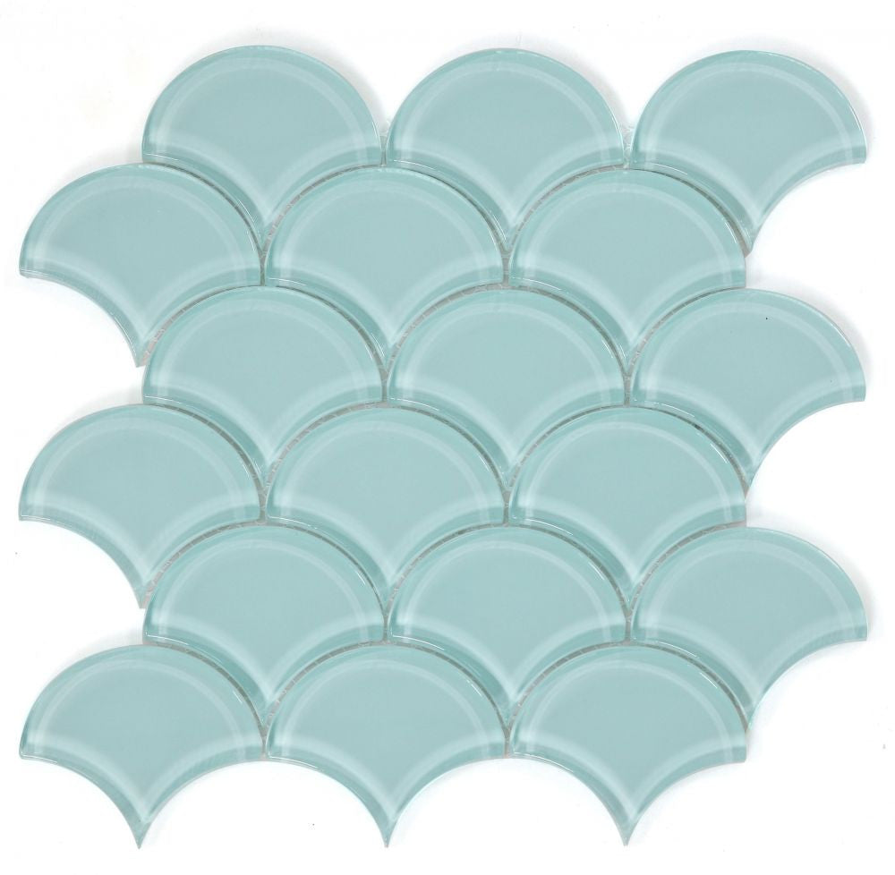 NBO1057 Fish Scale Mint Glass Mosaic Tile