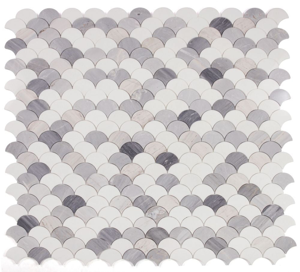 NBO1073 Fish Scale Marble Blue Mosaic Tile 9 sheets together